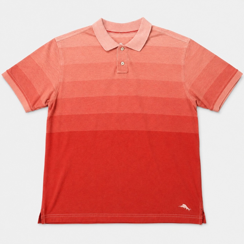 Tommy Bahama Mens XL Polo Shirt Red Pink Ombre Gradient 100% Cotton Golf